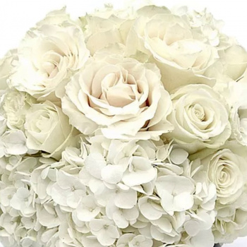 Букет из гортензий и роз в коробке